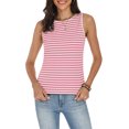 thumbnail image 4 of COCCKO Tank Top for Women 2026 Summer High Neck Sleeveless Striped Shirt Button Hollow Back Fitted Knit Camisole Tops, 4 of 7