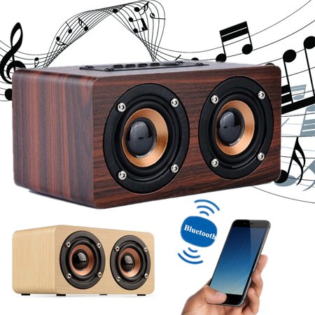 6x3x3.5'' Retro Wooden Wireless bluetooth Speaker Stereo Bass Dual Speakers Built-in Microphone For Party Dancing Yoga Music