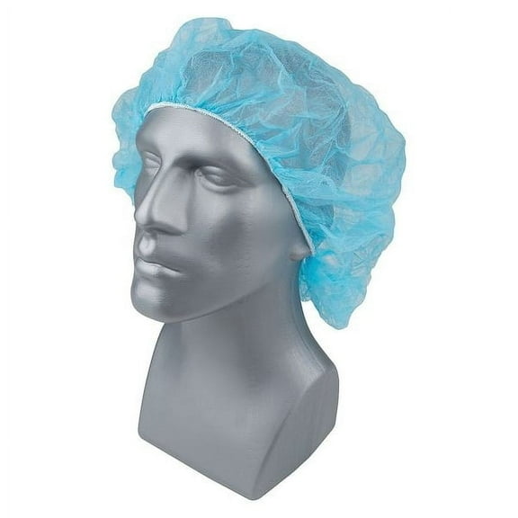 Condor Bouffant Cap, Polypropylene, 28 in Dia., Blue, XL, 1000 PK 23KX28