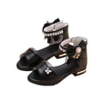 thumbnail image 3 of Viluyesy Girls' Roman Style Sandals with Heel Adjustable Dance Sandals for Kids Summer Outdoor & School Performance Footwear Black Size 4.5, 3 of 9