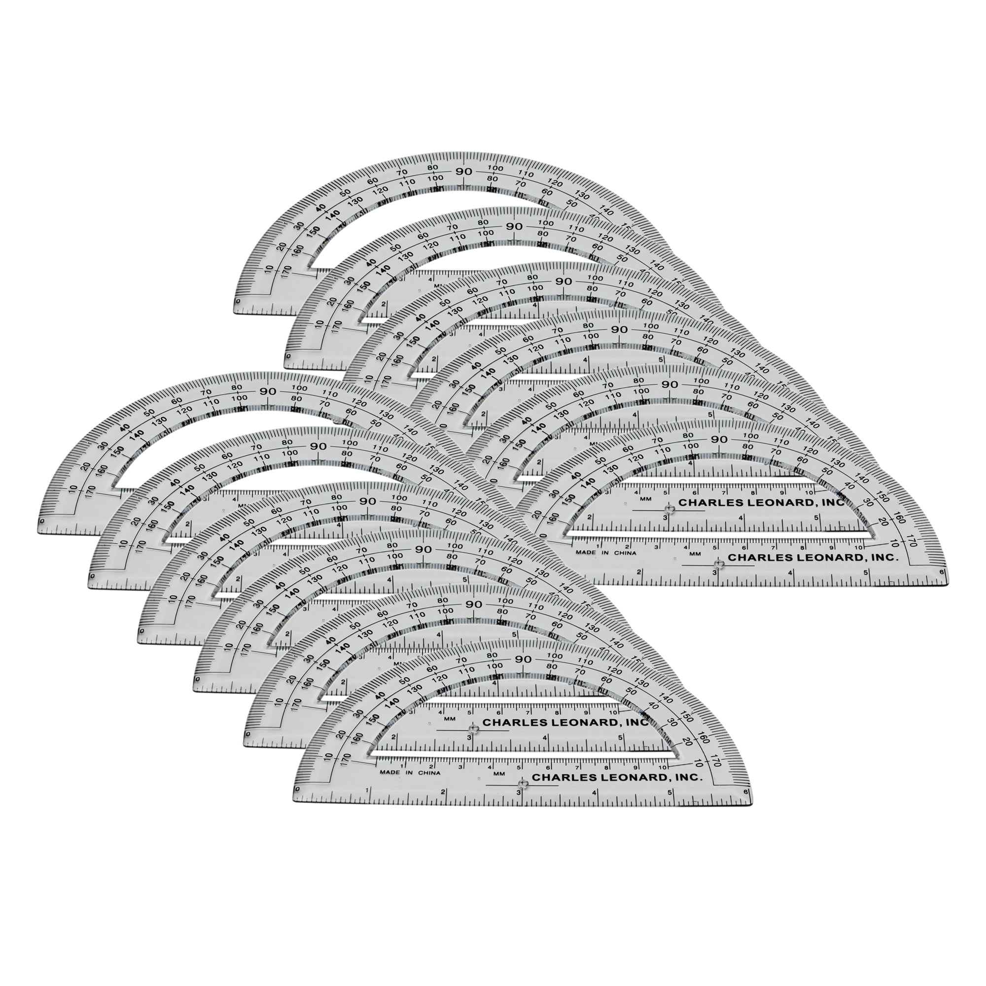Charles Leonard Protractor Plastic, 6-Inch, 12 Per Pack, 5 Packs