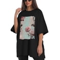 thumbnail image 4 of Plus Size Shirt for Women Black Tops for Women Short Sleeves Shirt for Women Roses3 T Shirt Crewneck Shirt for Women 2XL, 4 of 5