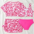 thumbnail image 3 of Hienoo Toddler Girls Swimsuit Hearts Print Bikini Sets with Cover Up Bathing Suit, 4-Piece, Sizes 3-7, 3 of 6