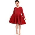 thumbnail image 5 of Arshiner Girls Long Sleeve Stretchy Dress A line Twirly Skater School Party Dress, 5 of 9