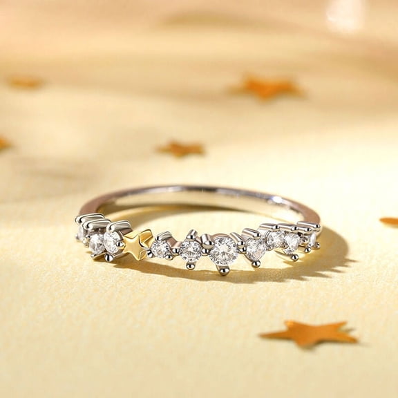 Eclet Jewels 1.43 Ct Round Brilliant Cut Lab-Created Simulated Diamond Unique Engagement Ring 14K White Gold Plated Wedding Anniversary Ring for Women