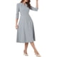 thumbnail image 4 of Vestido de trabajo para mujeres INSPIRE CHIC, corte A, mangas 3/4, vestido midi elegante, gris, talla S, 4 of 6