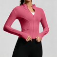 thumbnail image 4 of Women's Cropped Lightweight Stretchy Running Track Jackets Zip up Long Sleeve Athletic Yoga Tops with Thumb Holes Daily Travel Sun Protection Outfits, 4 of 5