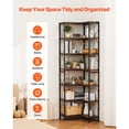 thumbnail image 4 of KFFKFF 7-Tier Corner Bookshelf, 79" Tall Bookcase with Sturdy Metal Frame & Wooden Shelves, Industrial Reversible L-Shaped Display Shelf for Bedroom, Living Room, Office, 4 of 9