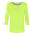 thumbnail image 4 of Birdeem T-Shirt Mode Femme Uni Mi-Longueur Manches 3/4 Blouse Col Rond Hauts Décontractés, 4 of 12