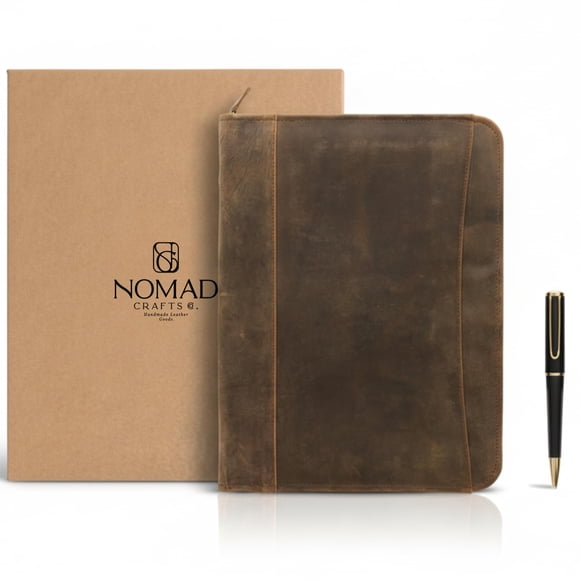 Leather Padfolio with Zipper – Business Portfolio for Men and Women, Legal Pad Portfolio, Leather Folder, Professional Padfolio for Meetings an
