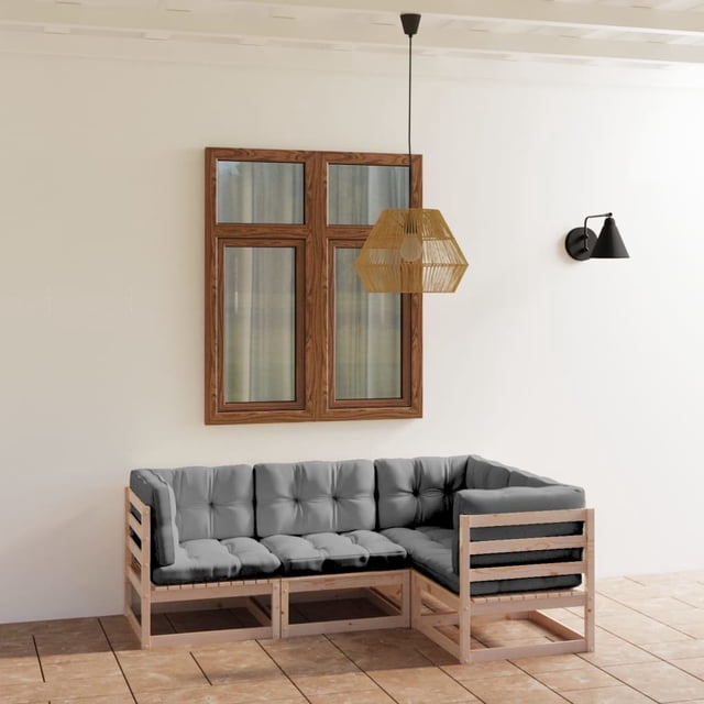 vidaXL 4 Piece Garden Lounge Set with Cushions Solid Wood Pine