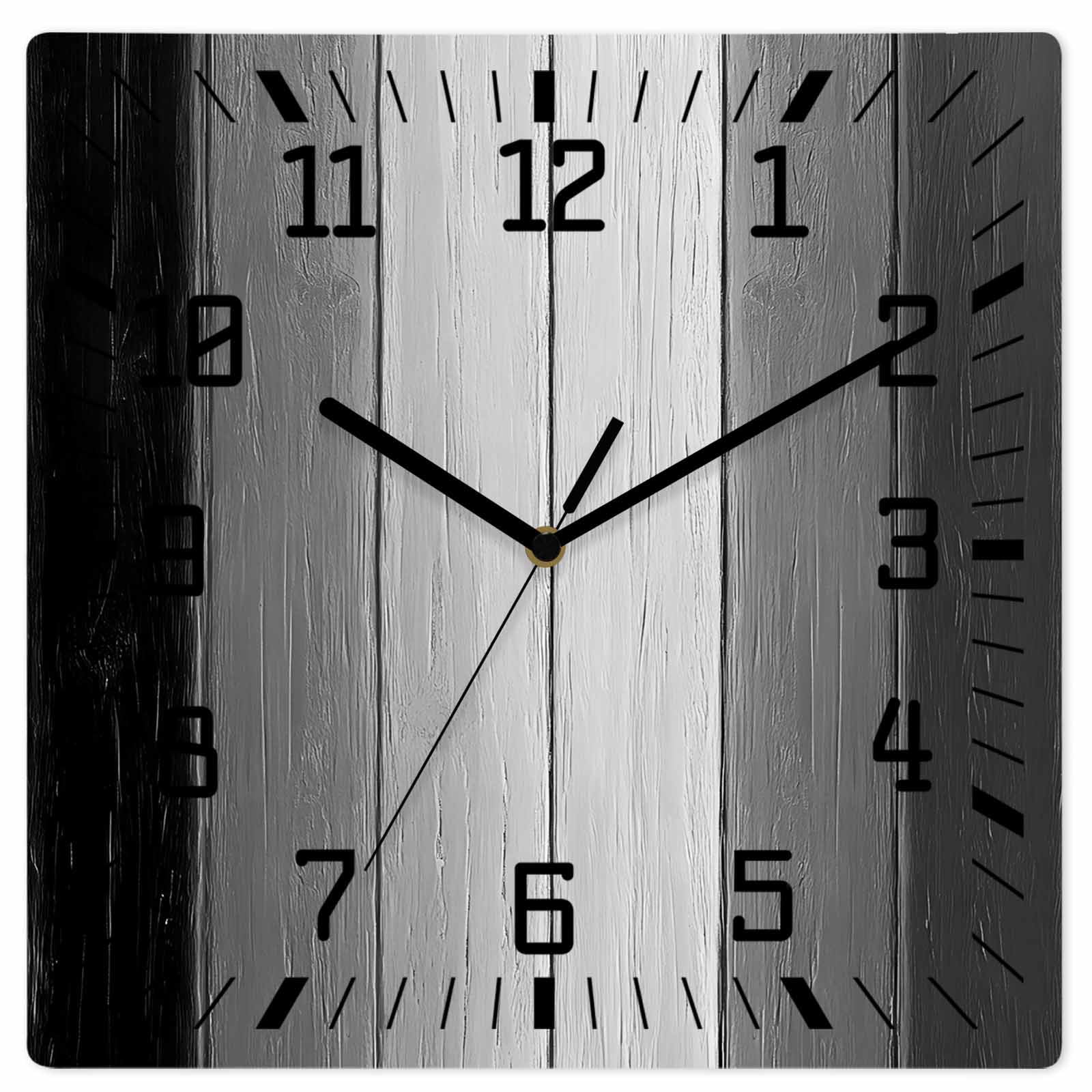 Black Gray Ombre Wooden Wall Clock Silent Non Ticking, Vintage Country Wooden Square Wall Clocks