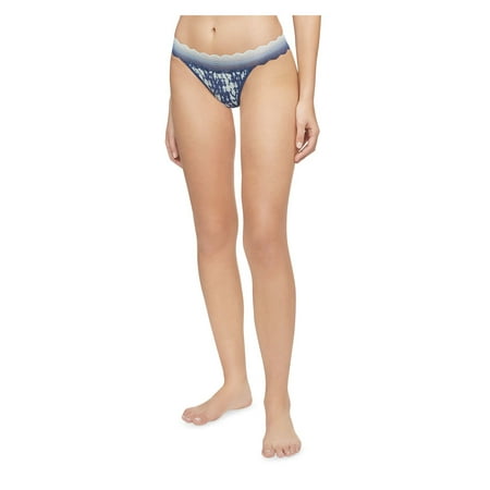 

CALVIN KLEIN Intimates Blue Scalloped Lace Waistband Thong Underwear M