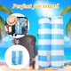 thumbnail image 3 of Flotador para piscina, hamaca flotante inflable de 2 piezas, salón acuático inflable, silla flotante plegable para piscina, accesorios para piscina, con inflador (azul+naranja) ER, 3 of 5