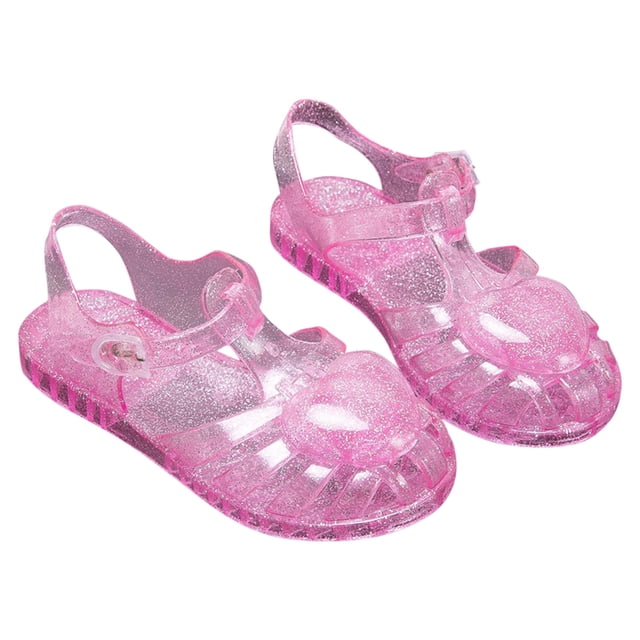 Roman Sandals for Girls, Soft Jelly Sole, Breathable Hollow Design, Princess Style, Silver Color, Beach Party Wear