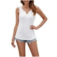 thumbnail image 3 of CLOISE Tank Tops for Women White Summer V Neck Comfy Casual T Shirts Fashion Sleeveless Solid Soft Blouse 2XL, 3 of 6
