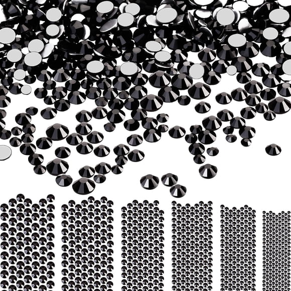 3456 piezas de cristales de diamantes de imitación AB transparentes con parte trasera plana, gemas redondas, cristales de cristal de tamaño mixto, gemas para manualidades, uñas, ropa, zapatos, bolsas