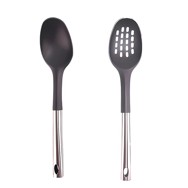 Juego completo de utensilios de cocina de acero inoxidable y nailon, 2 piezas resistentes al calor, elementos esenciales de cocina aptos para alimentos