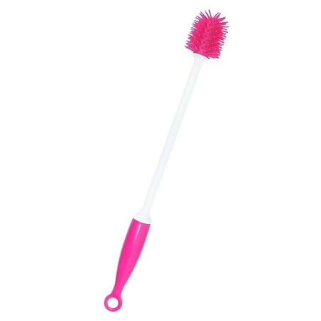 

30CM Bottle Cleaning Brush Long Handle Silicone Brushes Flask Cleaner for Narrow Neck Containers Rose Red。，
