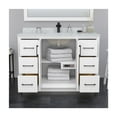 thumbnail image 4 of 48" Bathroom Vanity Set - White Cultured Marble, Sink, Mirror, Satin Bronze Trim, 4 of 6