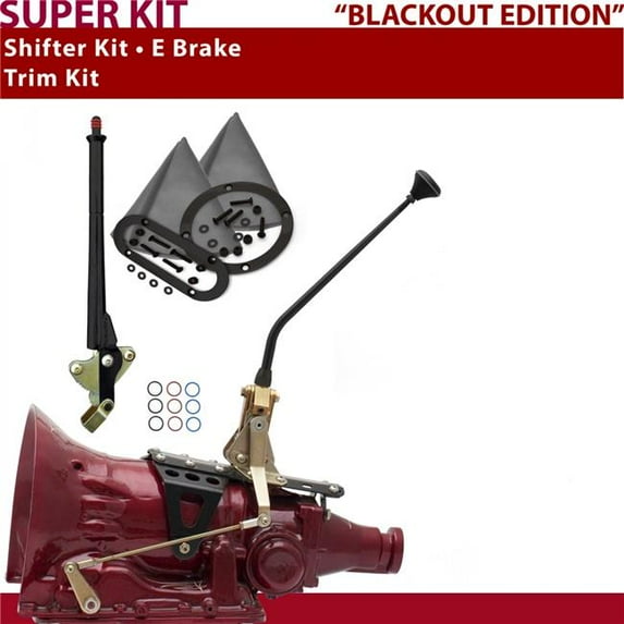 American Shifter 700R4 Shifter Kit Black 12 in. E Brake Trim Kit for D9A19