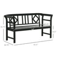 thumbnail image 3 of Patio Furniture Outsunny Wooden Patio Bench, Outdoor Garden Bench with Backrest and Armrests, 3 Person Porch Bench with Rustic Country Diamond Pattern, Black,Patio Chairs, 3 of 8