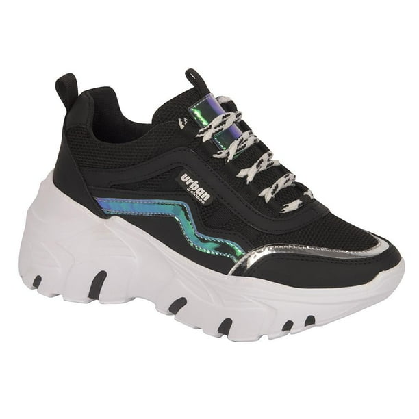Tenis Sneakers con Plataforma para Dama Mujer en color Negro Elaborado de Textil. Cklass 346 48 Walmart en linea
