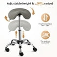 thumbnail image 4 of BOBOKY Saddle Stool Rolling Chair, Ergonomic Saddle Chair with Swivel Wheels, Adjustable Hydraulic Stylist Cutting Stool for Salon Tattoo Massage Office Medical,Grey, 4 of 8