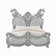 thumbnail image 3 of Vera King Size Bed, Ornate Carving, Platinum Faux Leather Upholstery, 3 of 7