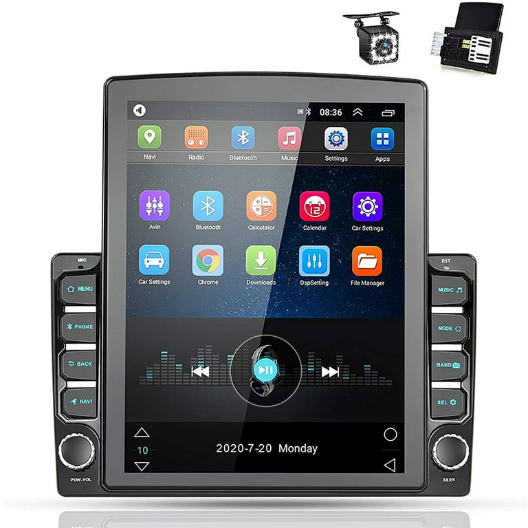 Podofo Double 2 Din 9.7 inch Vertical Touch Screen Car Stereo Radio Android  12 Mirror Link GPS Navi Bluetooth Wifi GPS FM USB with Backup Camera 