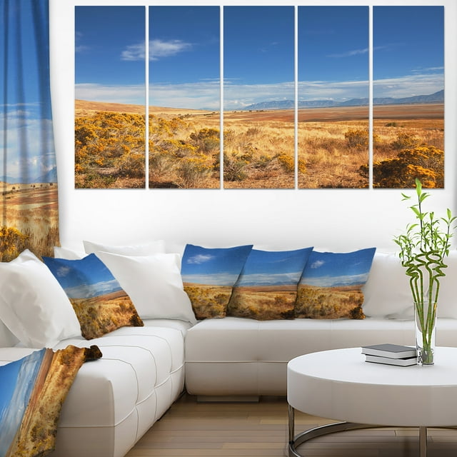 Expansive Prairie under Blue Sky - Landscape Canvas Art Print