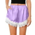 thumbnail image 2 of Sokhug Women's Sleep Shorts Satin Elastic Waist Lace Trim Lounge Shorts with Pockets Silky Nightwear Shorts, 2 of 6