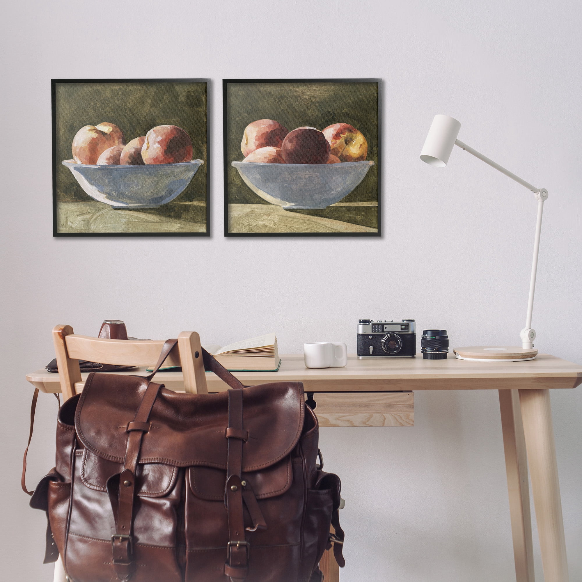 Stupell Industries Bowls of Apples Food & Beverage Painting Black Framed Art Print Wall Art, 17 x 17, Set of 2