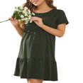 thumbnail image 3 of EIMELI Robe de Grossesse Femme Couleur Unie Manches Courtes Col Rond Double Couche Allaitement Robe de Nuit Maternité, 3 of 5