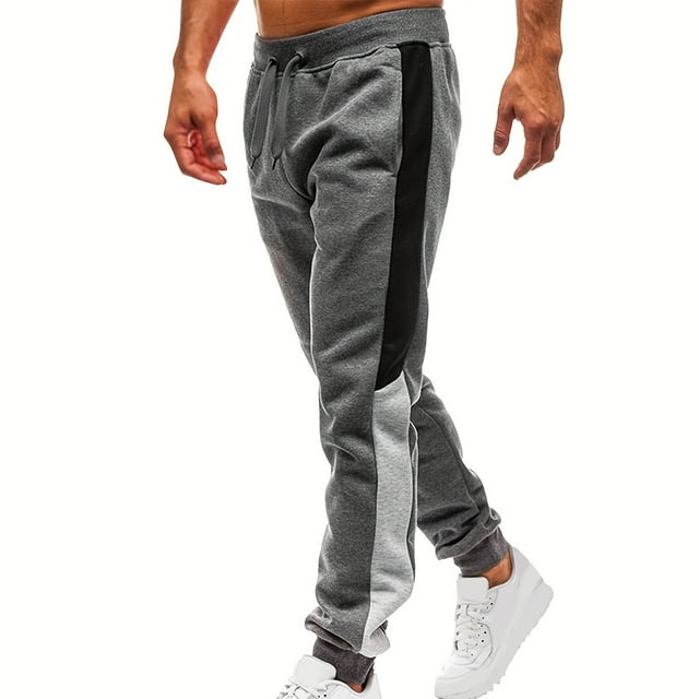 Mens Pants, Mens Fashion Drawstring Elastic Waist Solid Color Casual Sweat Length Pants