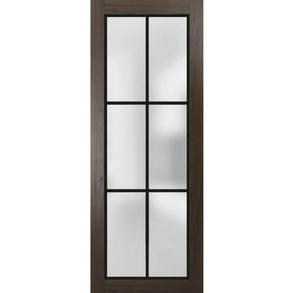 Slab Barn Door Panel 18 x 80 inches | Planum 2122 Chocolate Ash Frosted Glass | Sturdy Finished Interior Doors | Pocket Closet Sliding