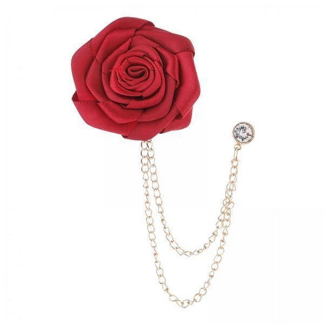 Rose Flower Tassel Chain Broche Pin de Solapa Hombres Chic Novedad Ligero Traje de Novio Broche para Decoración de Compromiso Festivales Festivos Fies 3 piezas