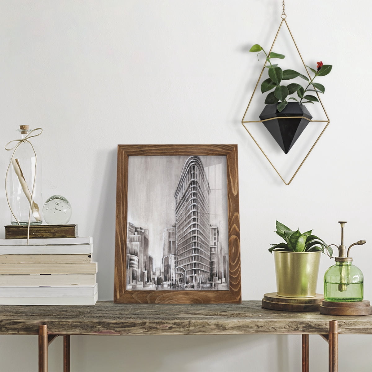 Art Deco Cityscape II -Framed Print w/glass-Walnut