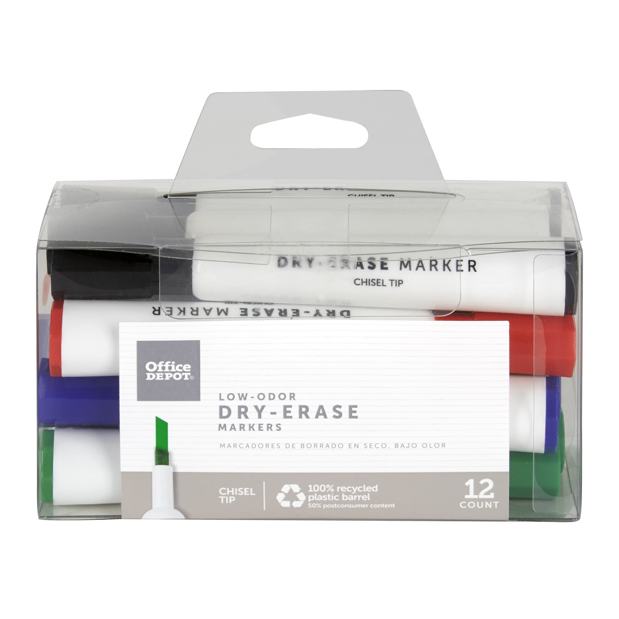 Office Depot Low-Odor Dry-Erase Markers, Chisel Point, Assorted, Pack Of 12, BY1066-MX