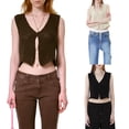 thumbnail image 3 of Sunloudy Chaleco de punto para mujer, sin mangas, cuello en V, color sólido, botones, cárdigan, primavera, verano, fiesta, tops casuales Sunloudy moda, 3 of 3