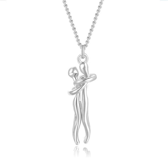UUHYTG Couple Pendant Necklace and Earrings Set, Stainless Steel Lovers Jewelry Gift for Anniversary, Valentine’s Day, Wedding, Romantic Fashion Accessory for Him and Her