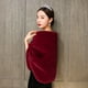 thumbnail image 3 of Qarigey Capa de invierno, transpirable, ligera, gruesa, accesorios de boda, capa larga elástica, abrigo nupcial elegante, capas suaves para mujer Prendas y trajes de cuerpo completo Vino rojo Qarigey AP013585-02, 3 of 6