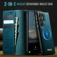 thumbnail image 2 of ELEHOLD Magnetic Detachable Wallet Case for Samsung Galaxy S25 Ultra, Shockproof Faux Leather Stand RFID Card Slots Detachable Mag-Safe Magnetic Case Cover,Removable Back Shell,Green, 2 of 12