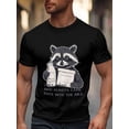 thumbnail image 1 of Camiseta de manga corta para hombre, estilo casual, con grafiti y mapache, cuello redondo., 1 of 8