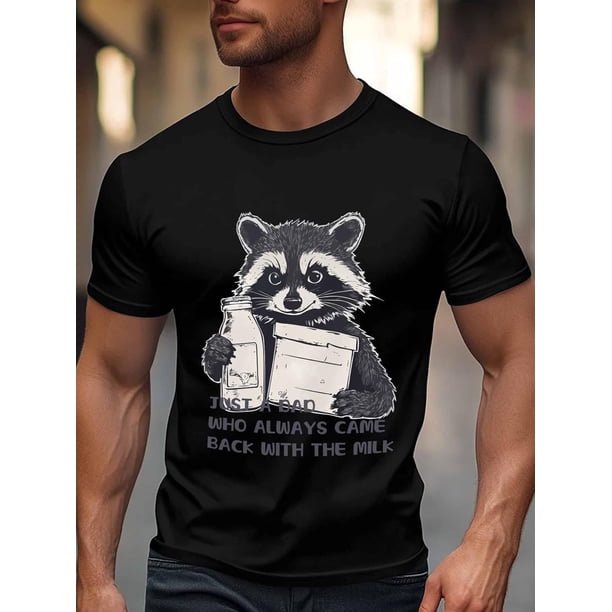 Men's T-Shirt,Short Sleeve Tee Shirt Casual Tops Graffiti Raccoon Crew Neck T Shirts for Men