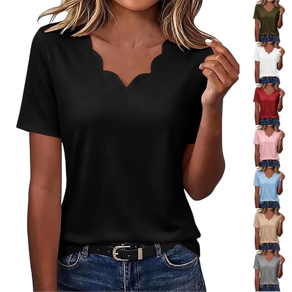 Tqcoqu Womens Summer Tops,V Neck Short Sleeve Shirts Dressy Casual Tunic Blouses Spring Fashion,Pink Women's S-XXXL