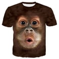 thumbnail image 2 of Reali Funny 3D Monkey Face Gorilla T-Shirt Orangutan Cosplay Short Sleeve Shirt Casual, 2 of 5