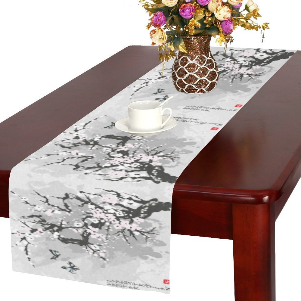 MYPOP Spring Sakura Cherry Blossom Long Table Runner 16x72 incheses