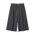 thumbnail image 6 of Capri Pants for Women Pleated Business Casual Work Trousers High Waisted Relaxed Fit Dressy Capris with Pockets, 6 of 7