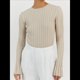 thumbnail image 4 of Camisa Básica de Larga para Mujer, de Punto Acanalado, Ajustada y con Cuello Redondo. Caqui S, 4 of 10